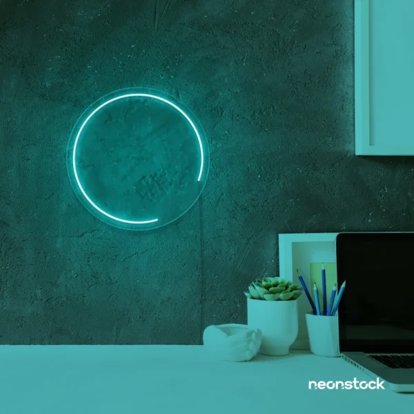 Semi circle neon sign in mint green for modern bar or garage wall decor