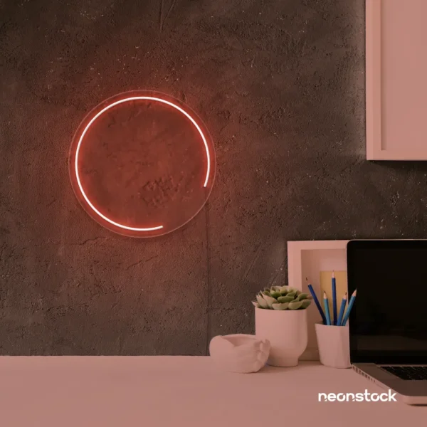 Semi circle neon sign in peachy pink for modern bar or garage wall decor