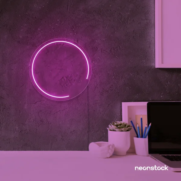 Semi circle neon sign in pink for modern bar or garage wall decor