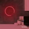 Semi circle neon sign in red for modern bar or garage wall decor