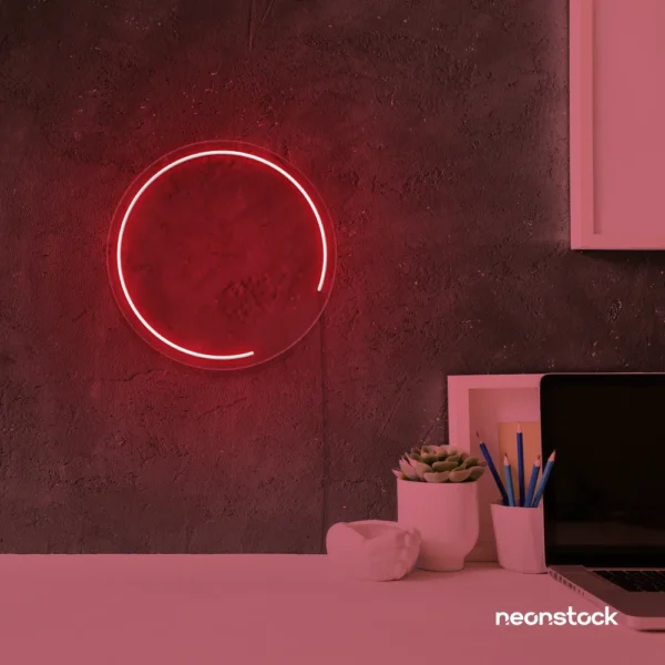 Semi circle neon sign in red for modern bar or garage wall decor