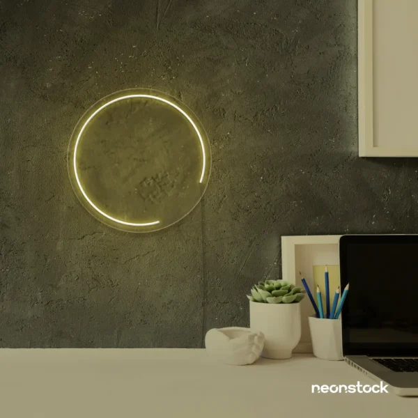 Semi circle neon sign in warm white for modern bar or garage wall decor