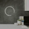 Semi circle neon sign in white for modern bar or garage wall decor