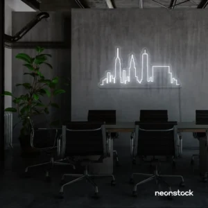 Skyline Neon Sign – Baby Pink Cityscape LED Wall Light by NeonStock