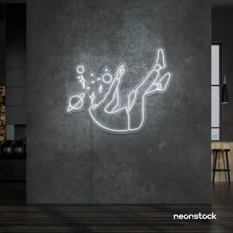 Space head neon sign in White color for kids room or game room wall decor
