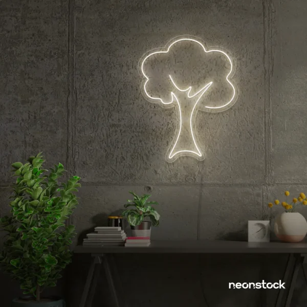 Tree neon sign in Neutral White for home and wall decor