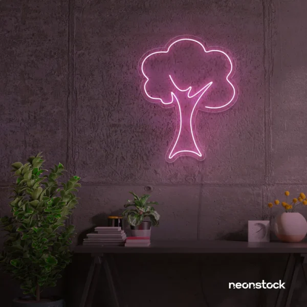 Tree neon sign in Baby Pink for home and wall decor