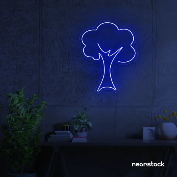 Tree neon sign in Dark Blue for home and wall decor
