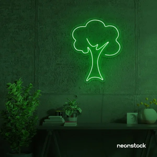 Tree neon sign in Deep Green for home and wall decor