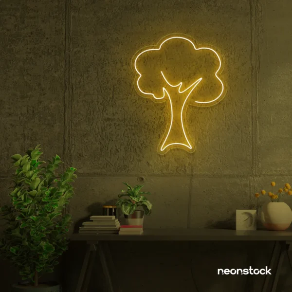 Tree neon sign in Golden Yellow for home and wall decor