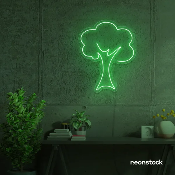 Tree neon sign in Green for home and wall decor