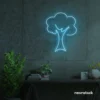 Tree neon sign in Ice Blue for home and wall decor