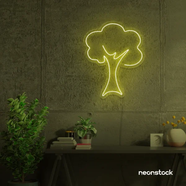 Tree neon sign in Lemon Yellow for home and wall decor