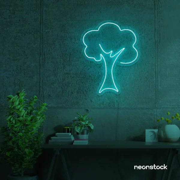 Tree neon sign in Mint Green for home and wall decor