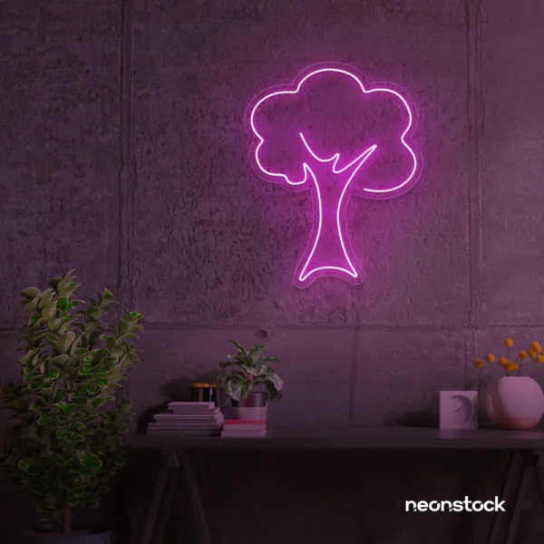 Tree neon sign in Pink for home and wall decor