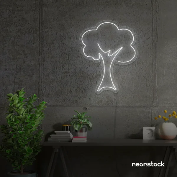 Tree neon sign in White for home and wall decor