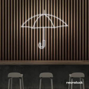 Umbrella neon sign in white for home decor, kids room, aesthetic lighting