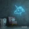 Unicorn neon sign in ice blue for kids' bedrooms, fairy-tale decor, and magical playrooms.
