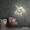 Unicorn neon sign in neutral white for kids' bedrooms, fairy-tale decor, and magical playrooms.