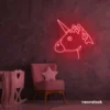 Unicorn neon sign in red for kids' bedrooms, fairy-tale decor, and magical playrooms.