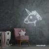 Unicorn neon sign in white for kids' bedrooms, fairy-tale decor, and magical playrooms.