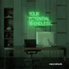 Your Potential Is Endless neon sign in green for motivational walls, home offices, and growth-focused decor.