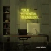 Your Potential Is Endless neon sign in lemon yellow for motivational walls, home offices, and growth-focused decor.